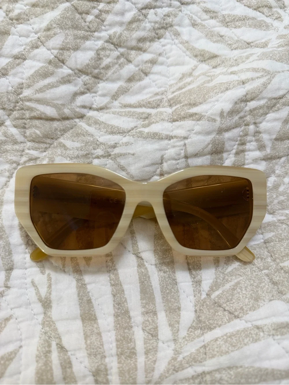Tory Burch Cream Frame Sunglasses with Brown Lenses